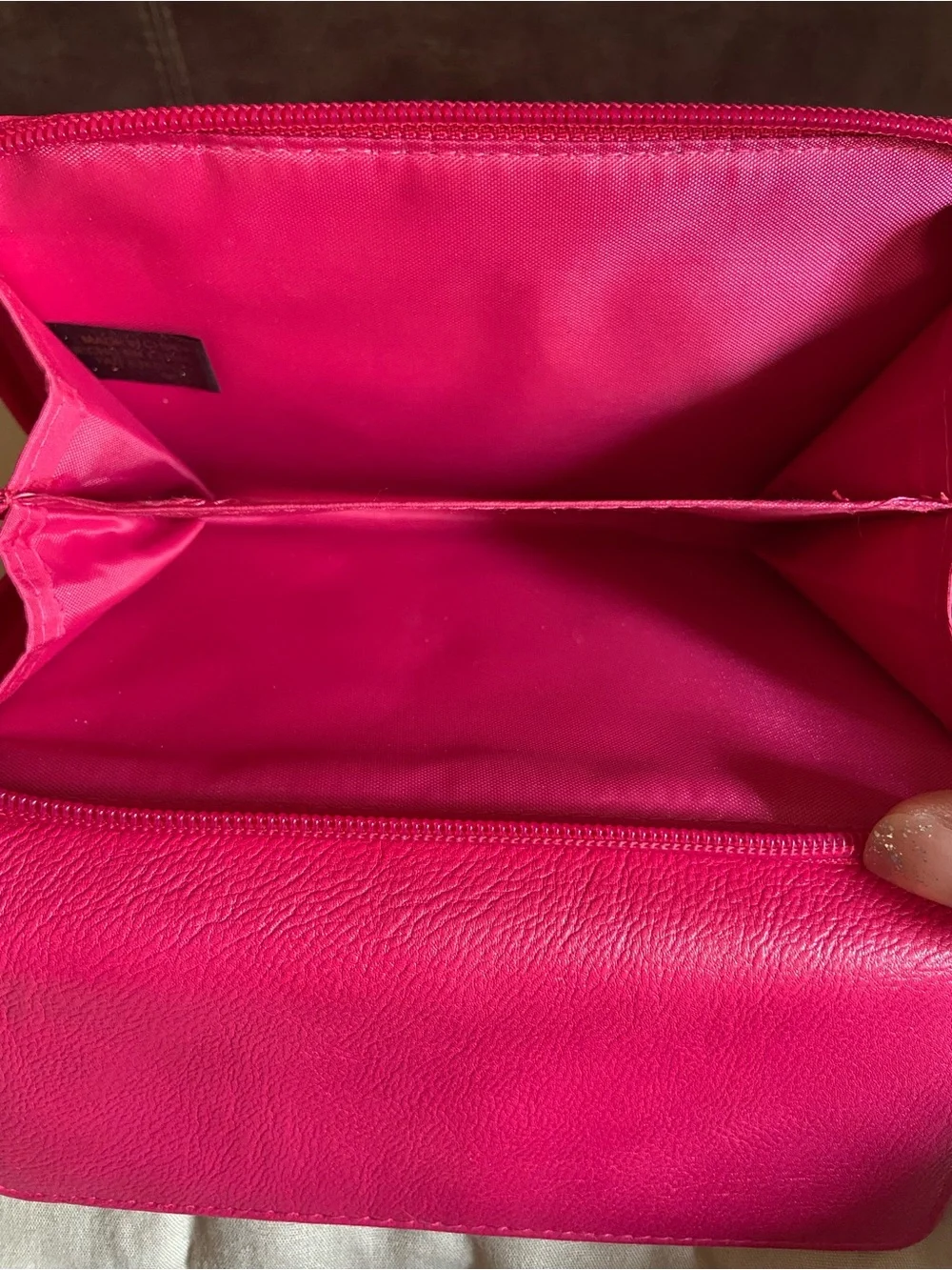 Hot Pink Faux Leather Wallet with Detachable Strap